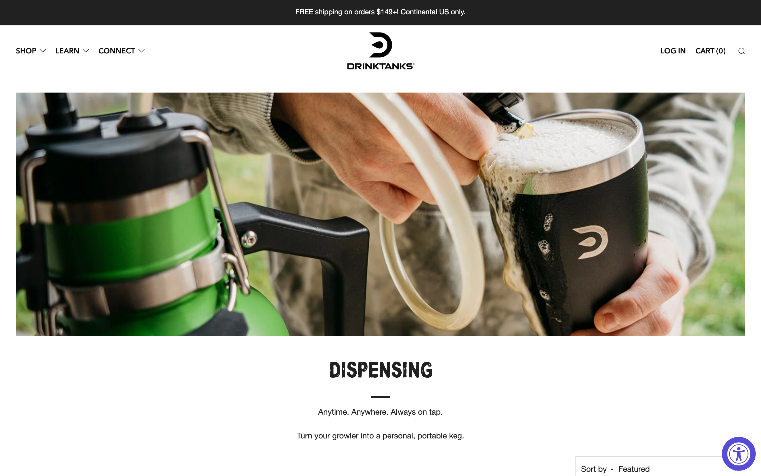DrinkTanks Shopify store homepage screenshot