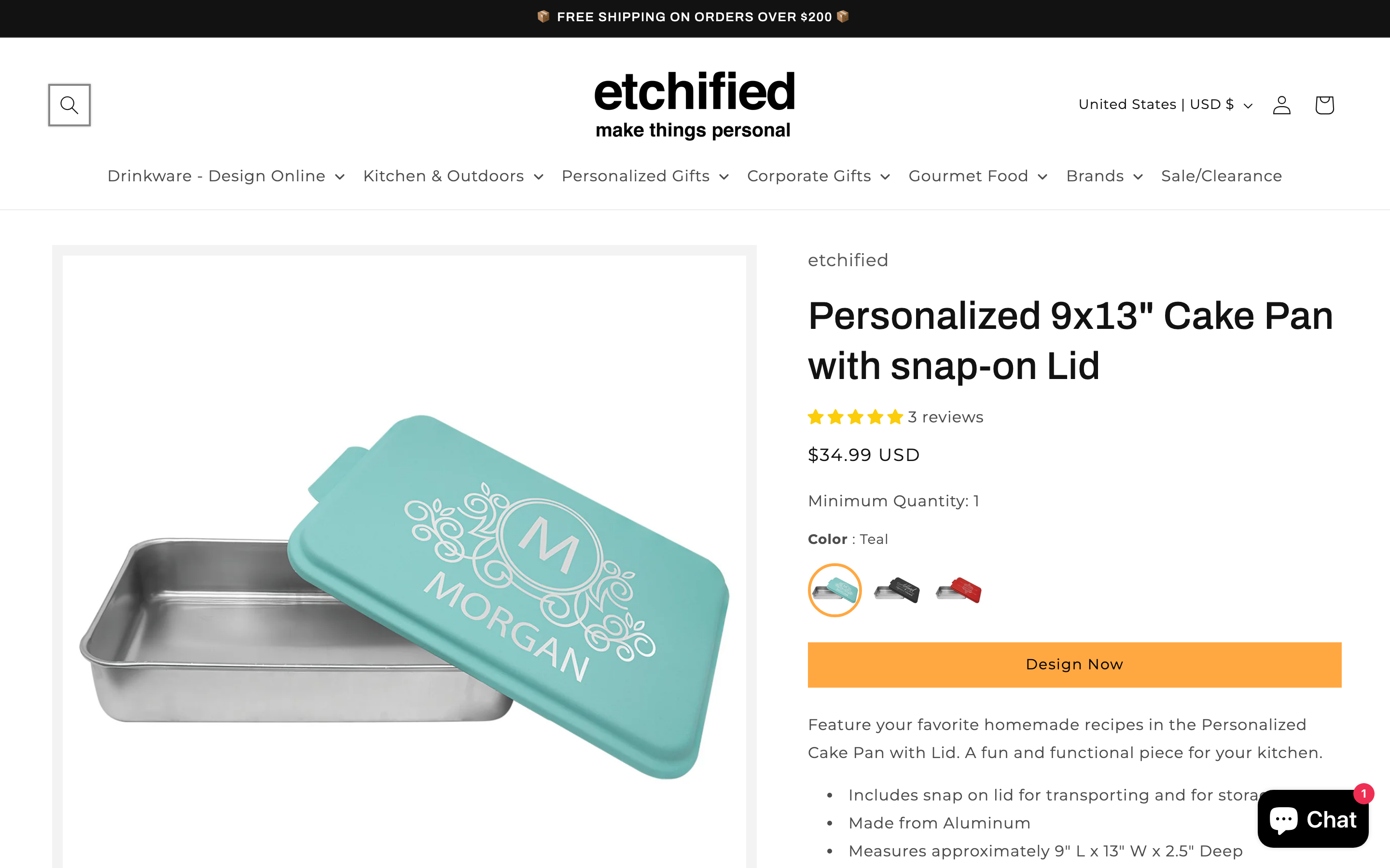 Etchified Shopify store product page screenshot