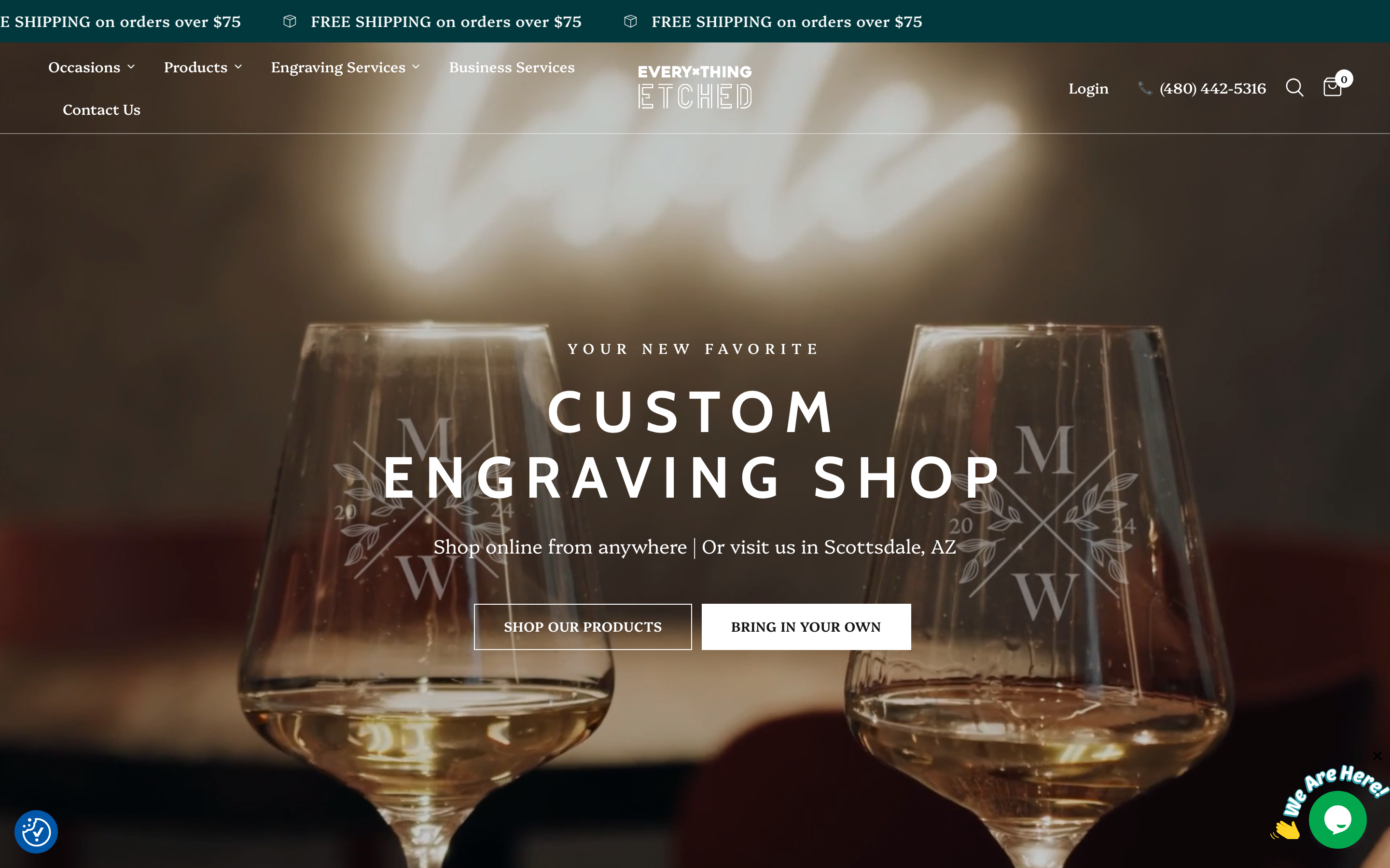 Everything Etched Shopify store homepage screenshot
