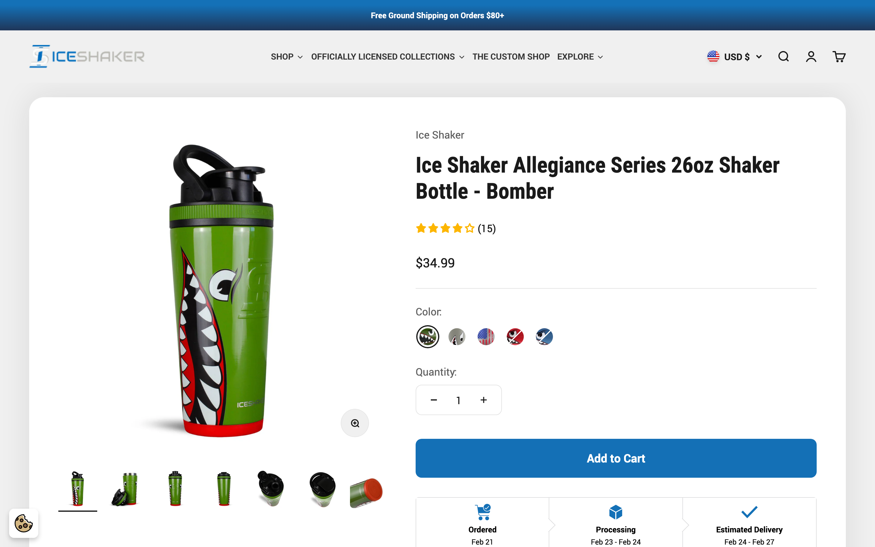 Ice Shaker Shopify store homepage screenshot