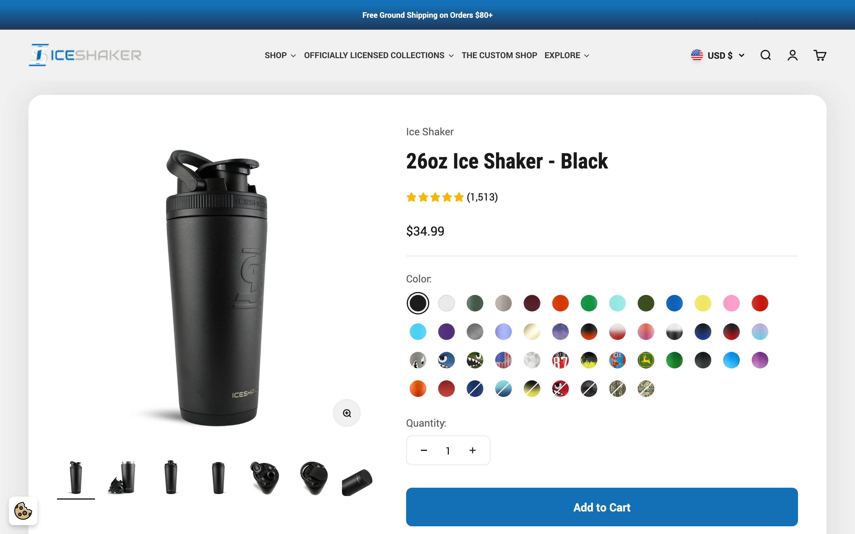 Ice Shaker Shopify store product page screenshot