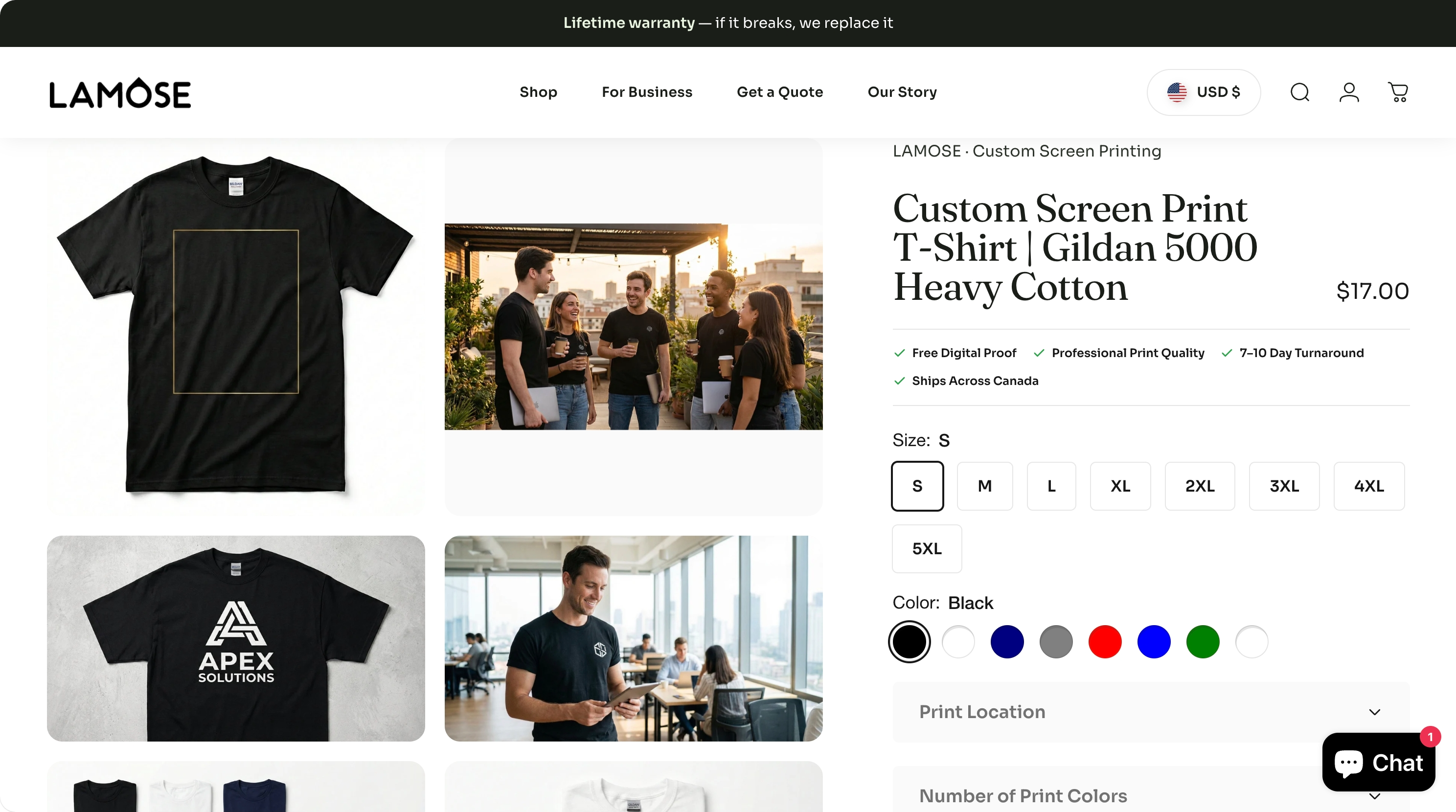 LAMOSE Shopify store product page screenshot