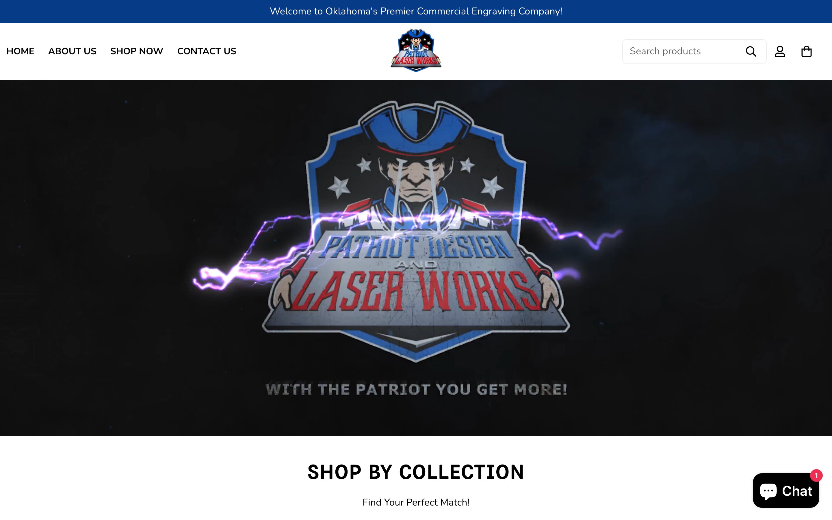 Patriot Laser Works Shopify store homepage screenshot