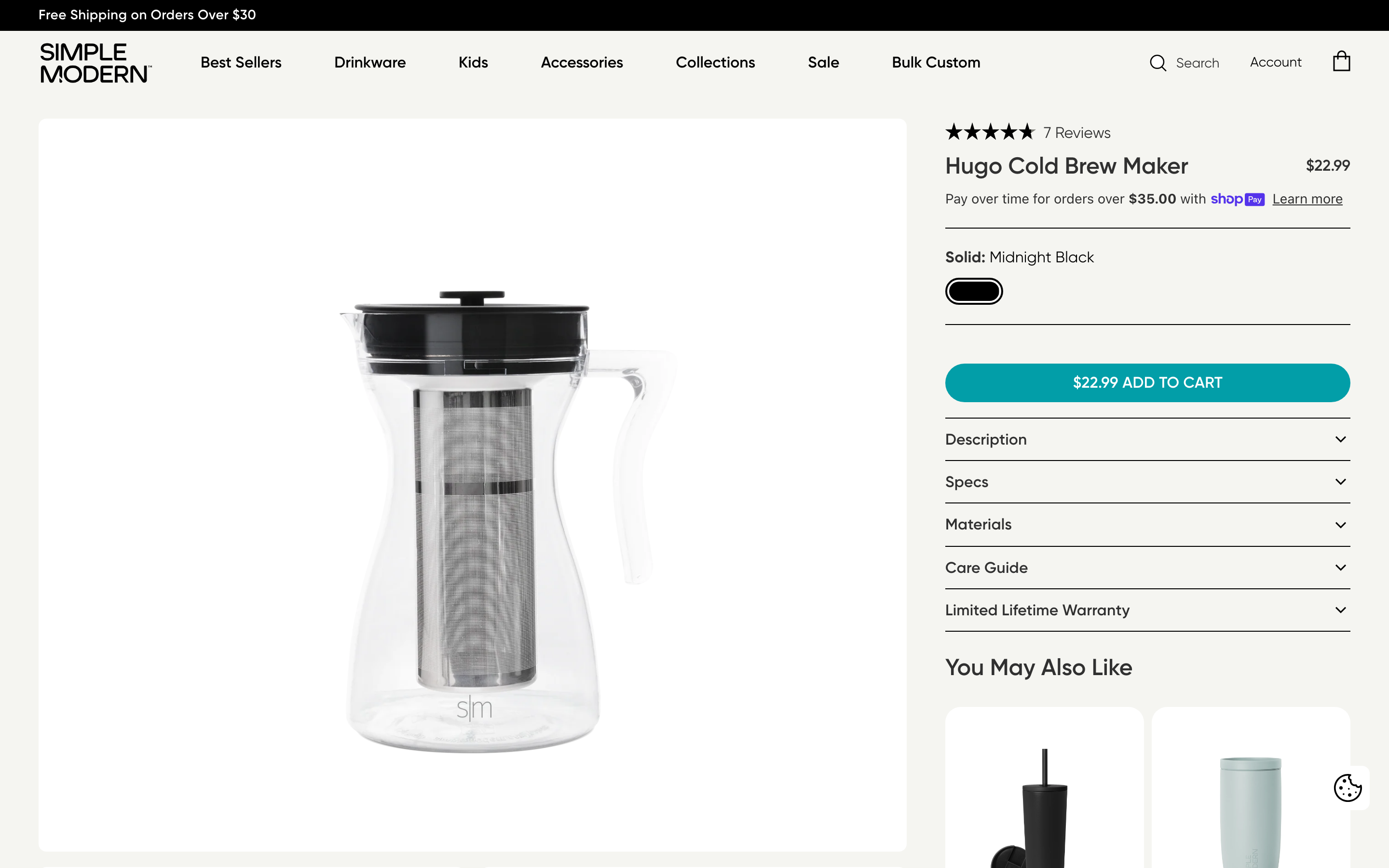Simple Modern Shopify store product page screenshot