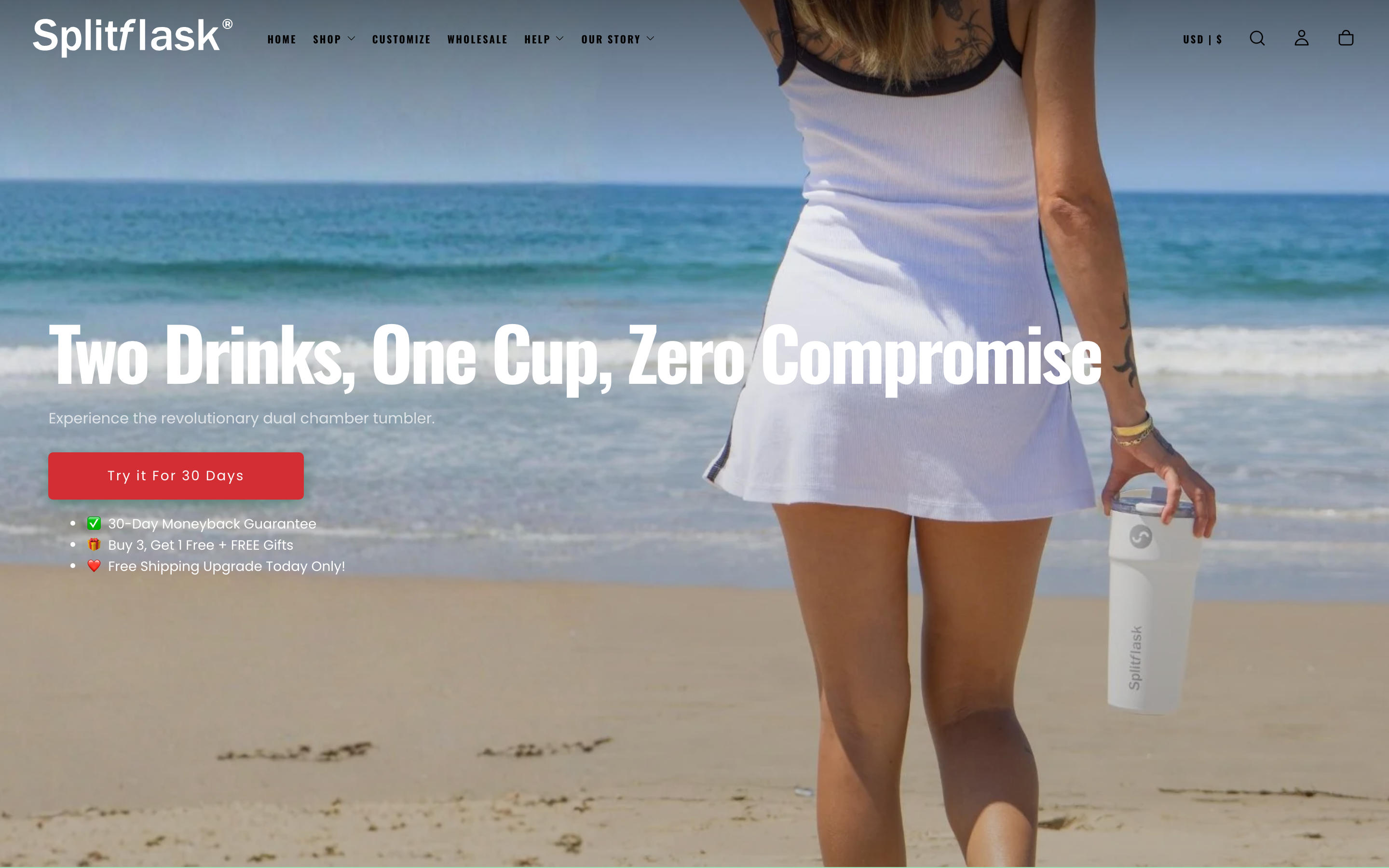 Splitflask Shopify store homepage screenshot