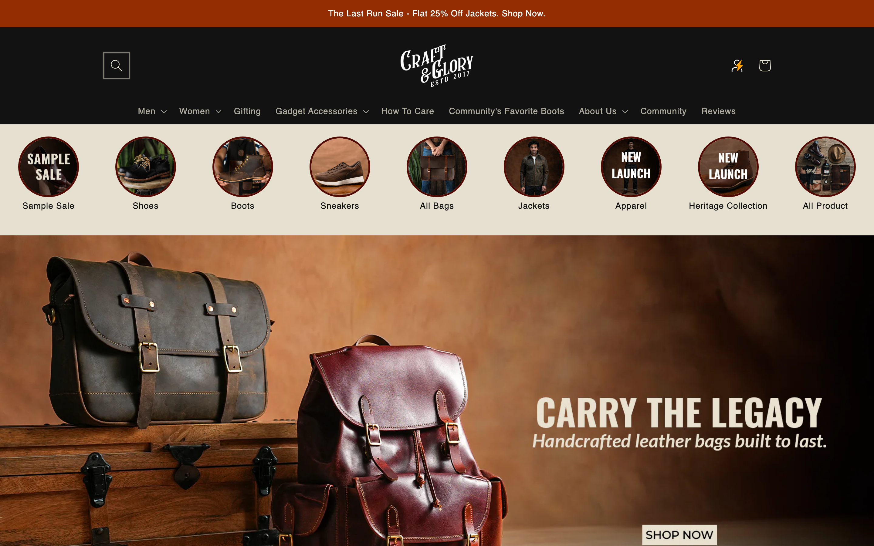 Wallets craftandglory.in homepage screenshot