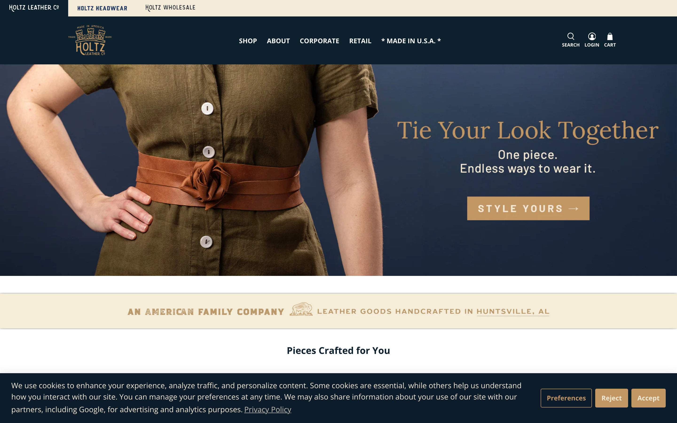 Wallets holtzleather.com homepage screenshot