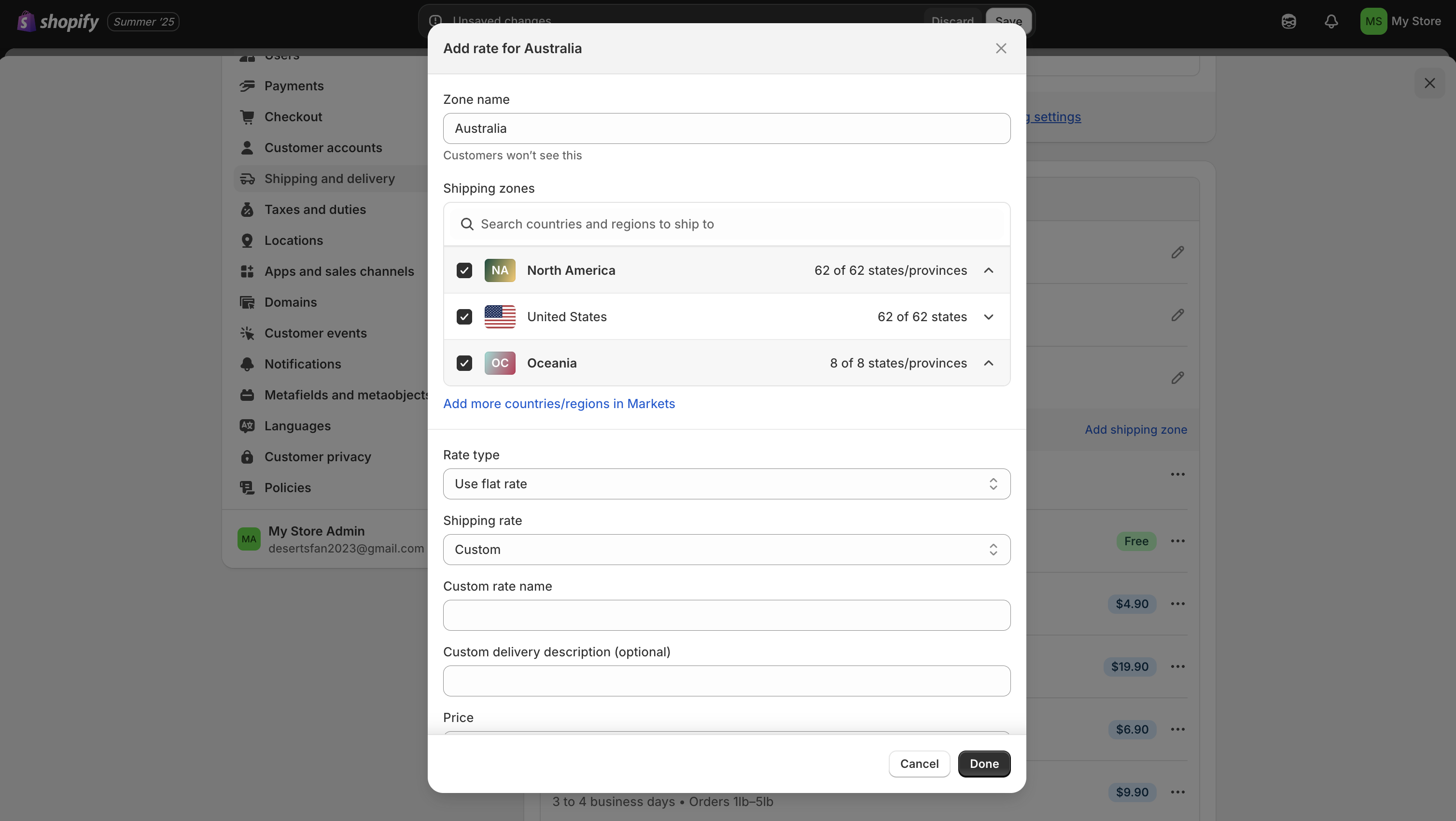 Check Shipping Zone Coverage: Review each shipping zone to ensure all target countries have configured rates.
