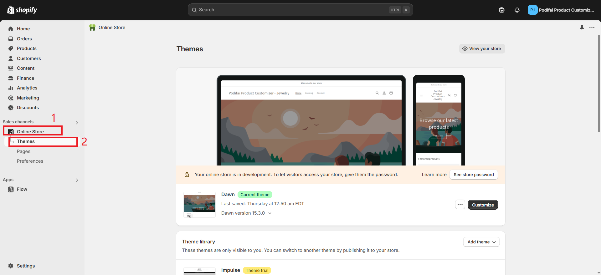Online store theme