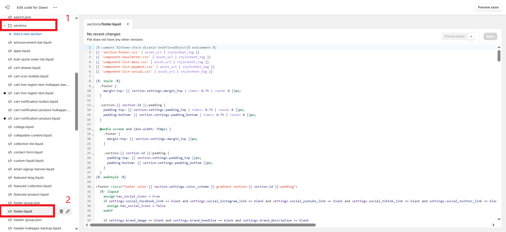 Find footer file