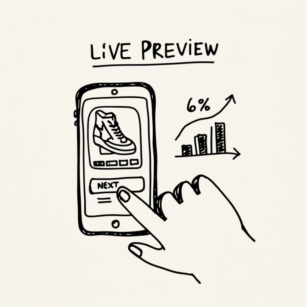 Live preview technology doubles conversion rates from the 2.5% industry average to 6% or higher