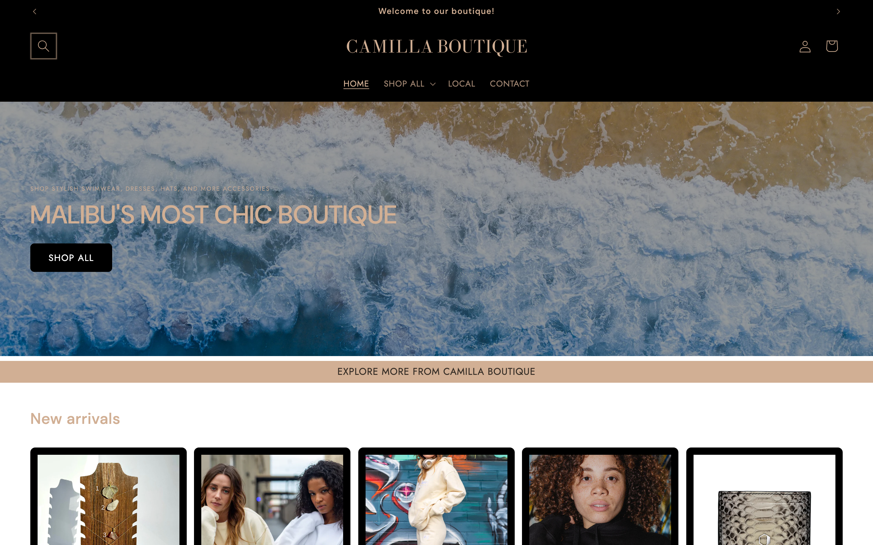 Camilla Boutique personalized jewelry with metal and size selection options