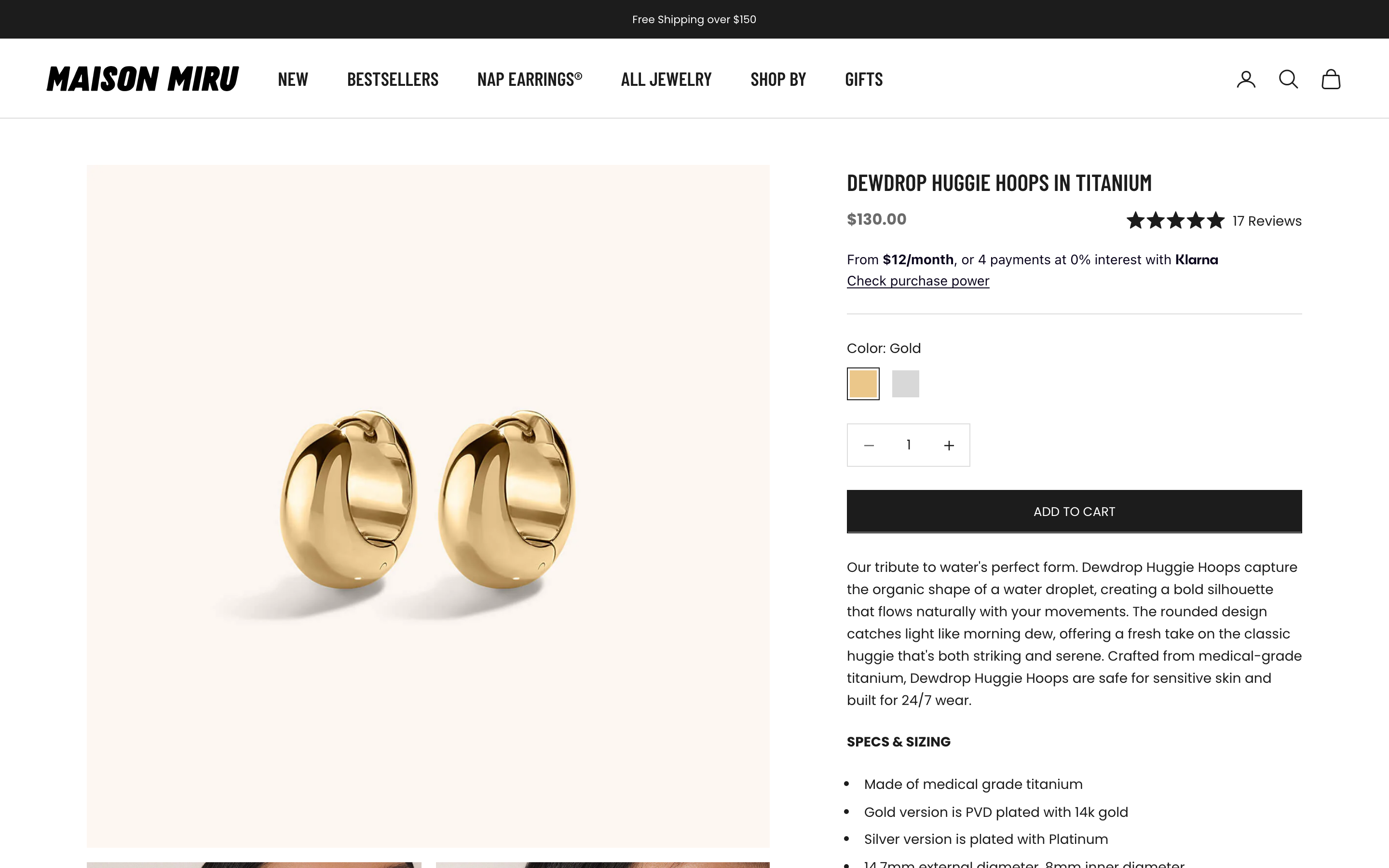 Maison Miru medical-grade titanium earrings designed for 24/7 wear and sleep comfort