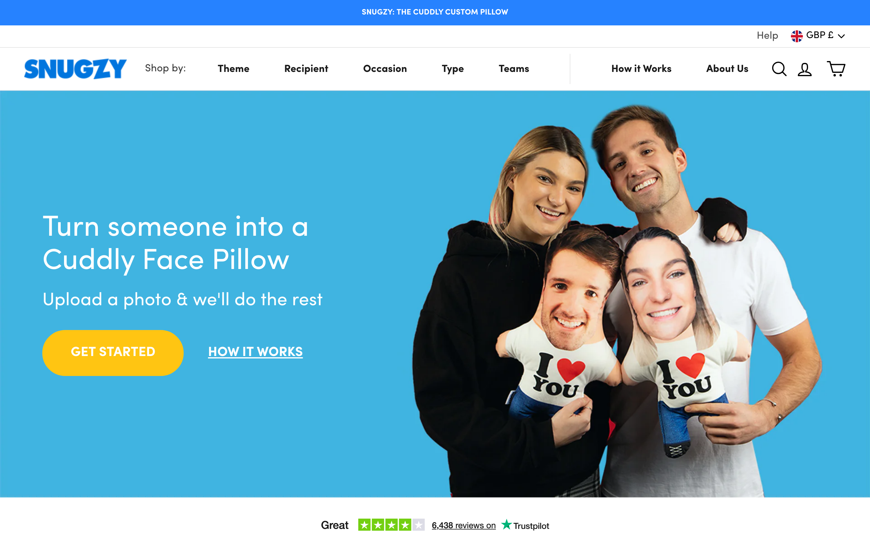 Personalized pillow store interface showing customization options, product previews, and ordering workflow