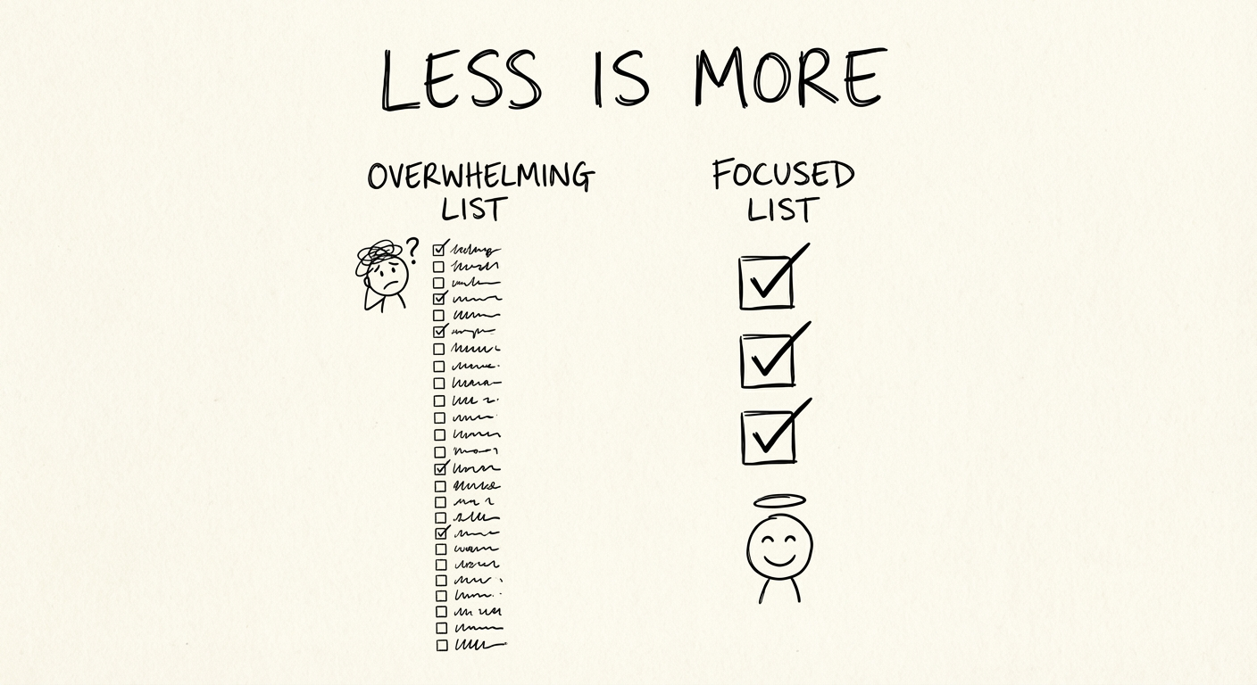 Minimalist design philosophy graphic with "Less is More" text, illustrating the principle of choosing simple, usable product customizer apps over feature-heavy alternatives