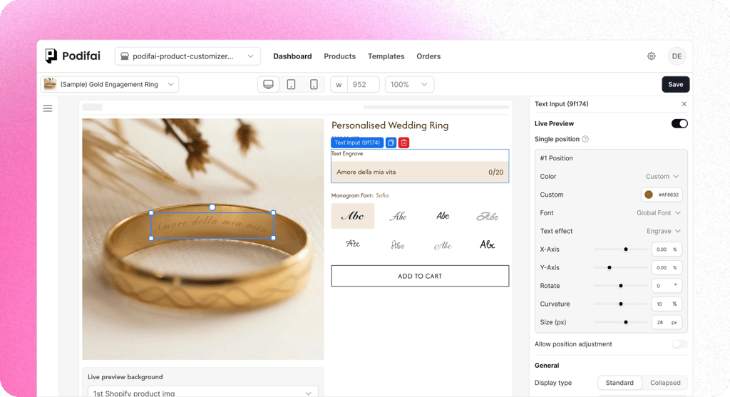 Live preview example