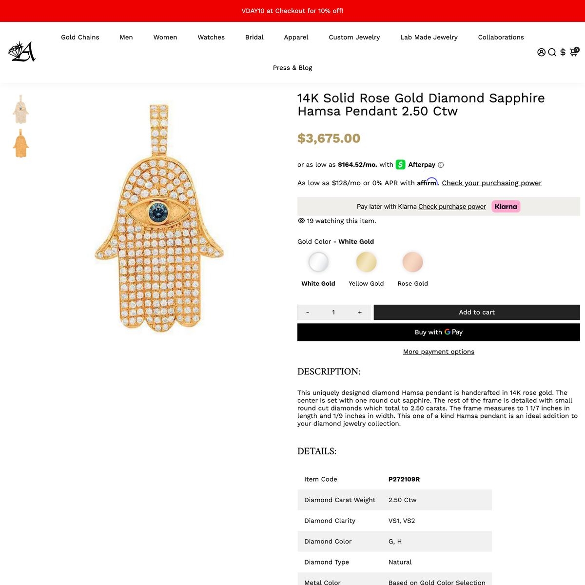 Avianne & Co. Shopify store product customization example — jewelry with accessories and color-custom