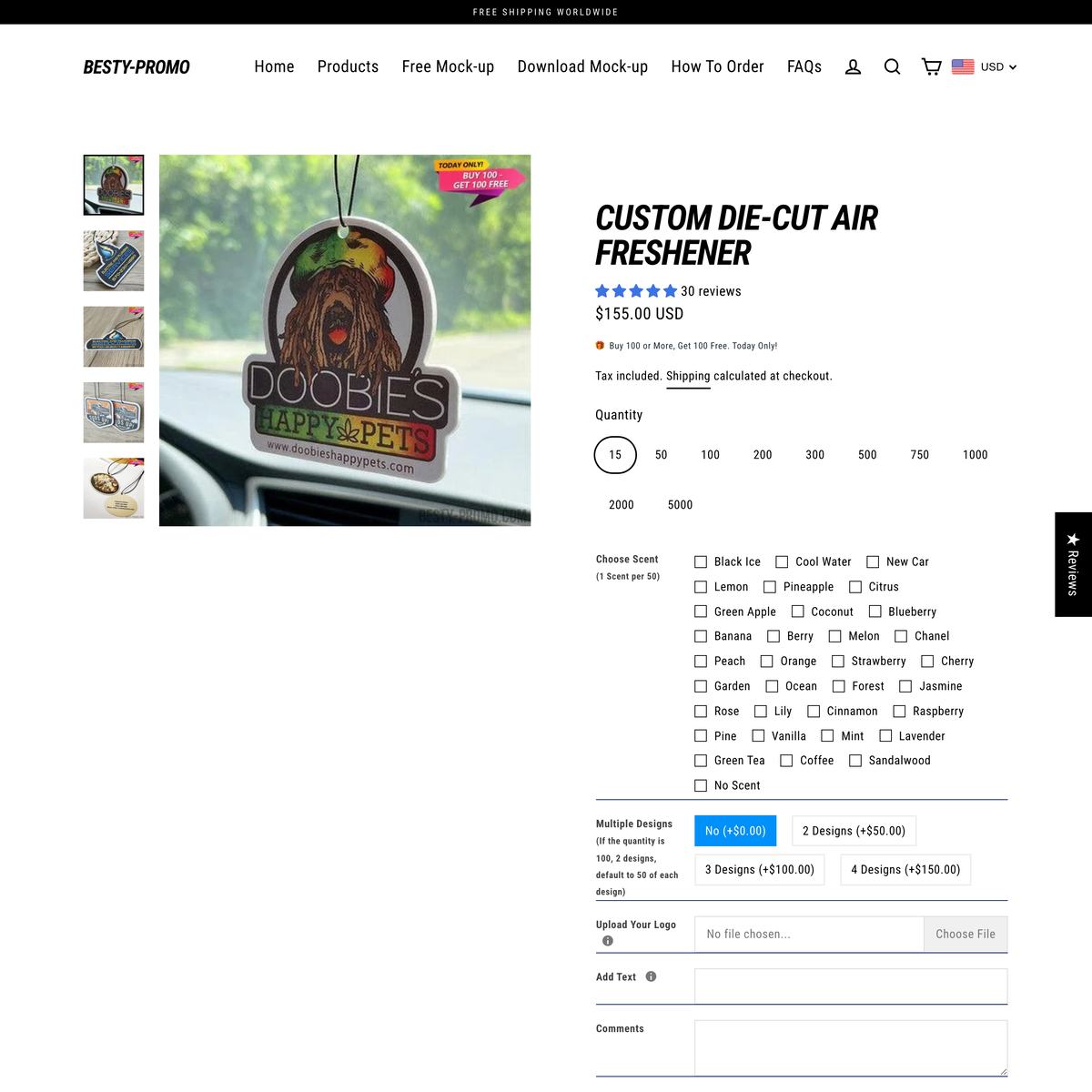 Besty-Promo Shopify store product customization example — pet with accessories and custom-print