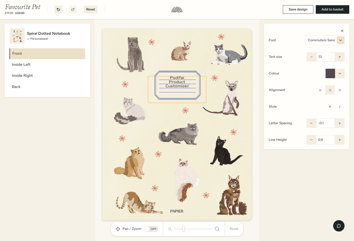 Papier Shopify store product customization example — gifts & occasions with personalized and custom-print