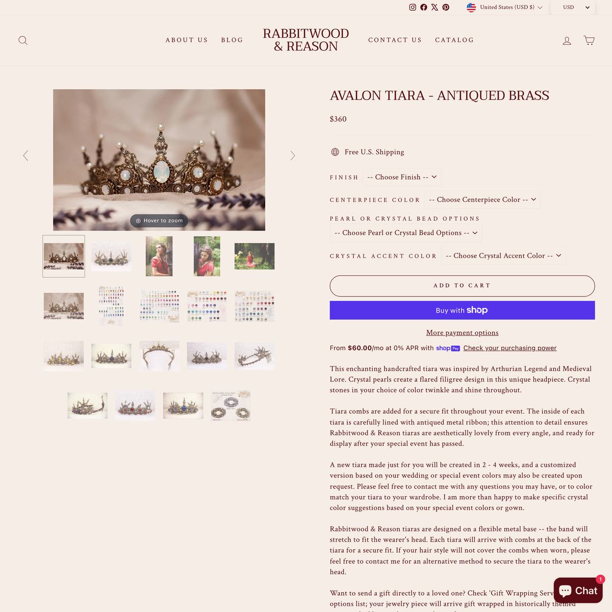 Rabbitwood & Reason Shopify store product customization example — jewelry with accessories and engraving
