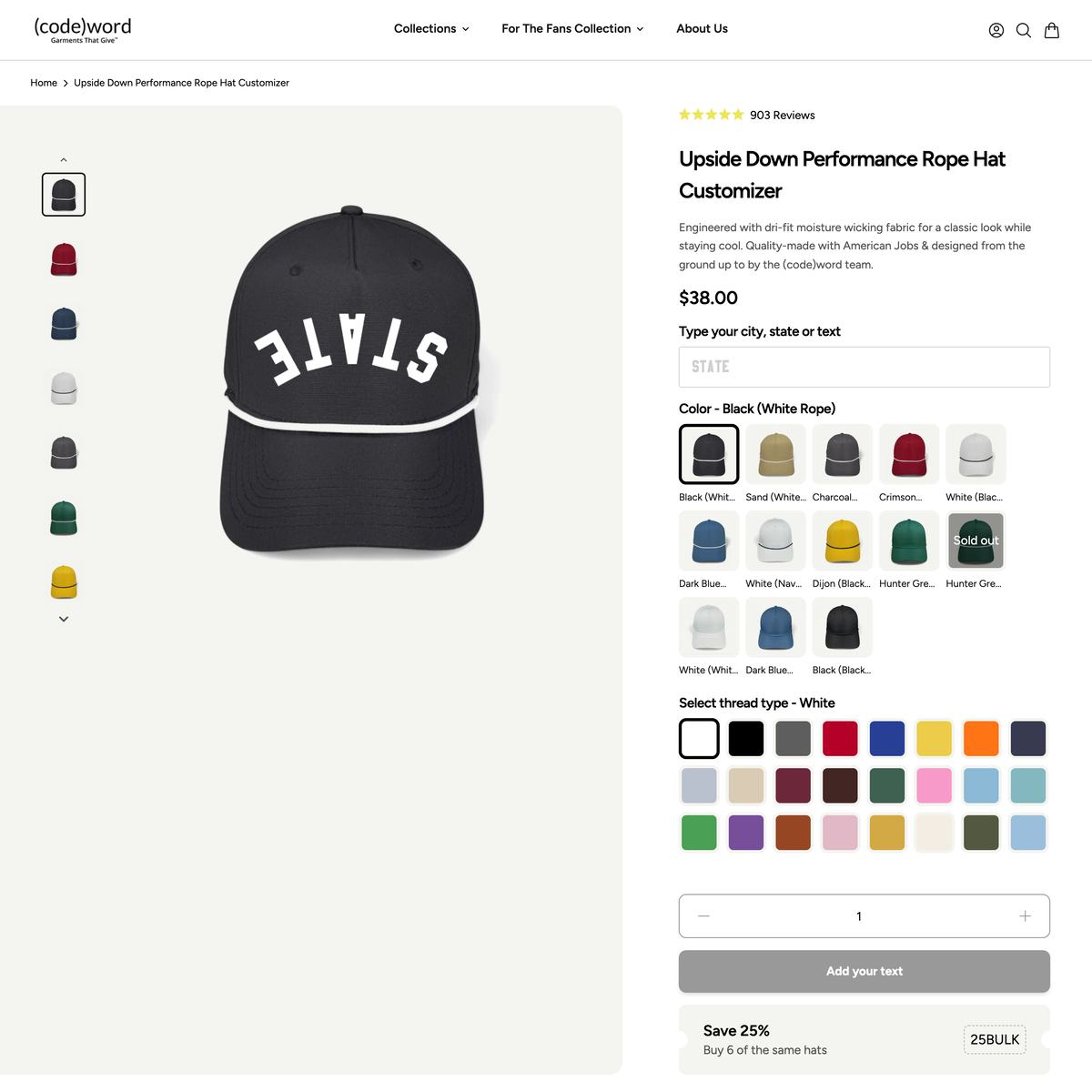 Codeword Shopify store product customization example — apparel with apparel and clothing