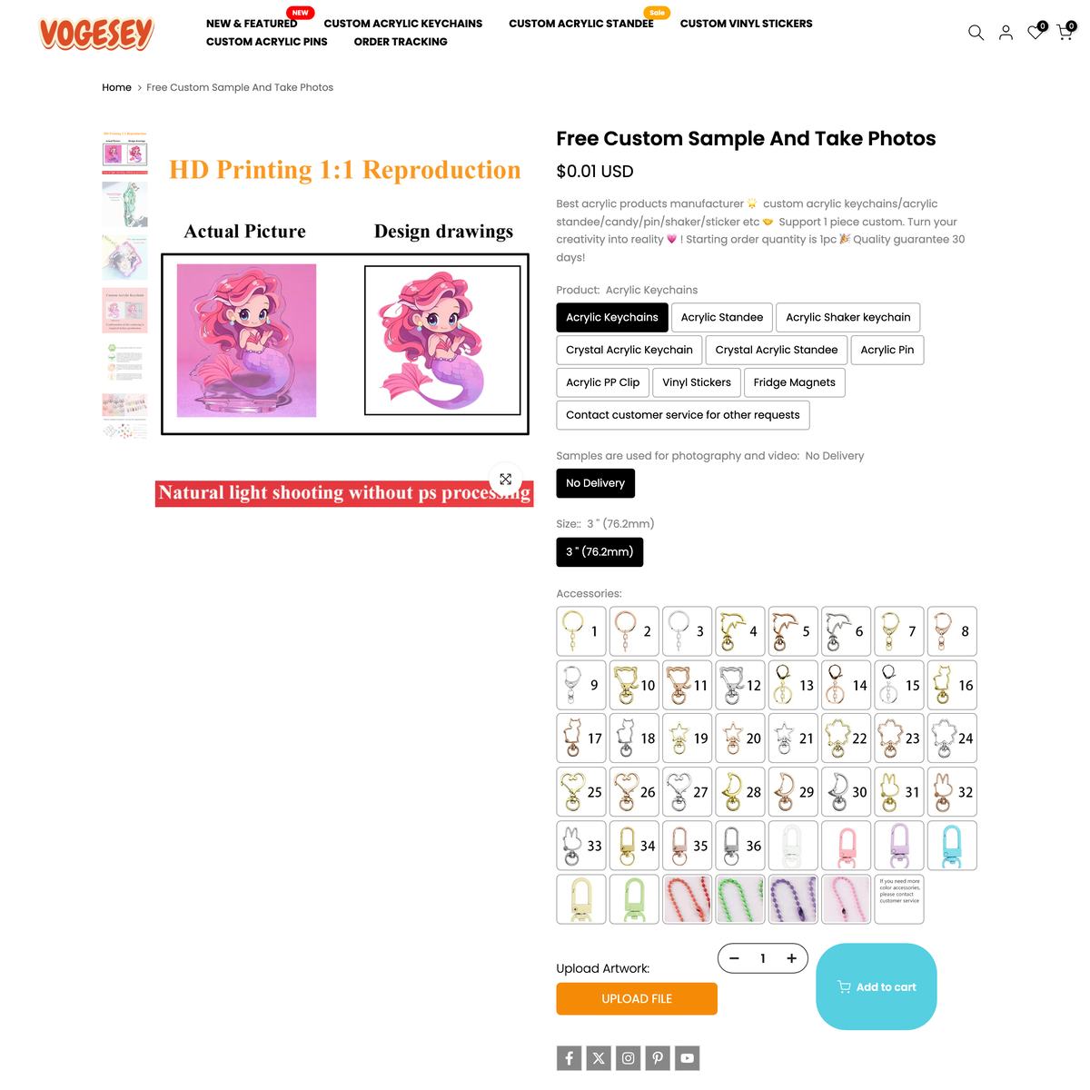 Vogesey Shopify store product customization example — gifts & occasions with custom-print and gifts