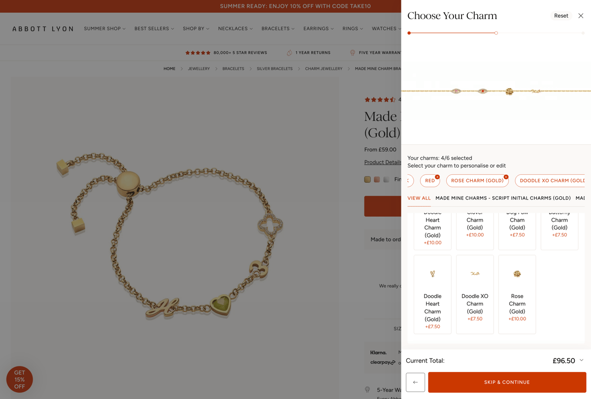 Abbott Lyon Shopify store product customization example — jewelry with personalized and monogram
