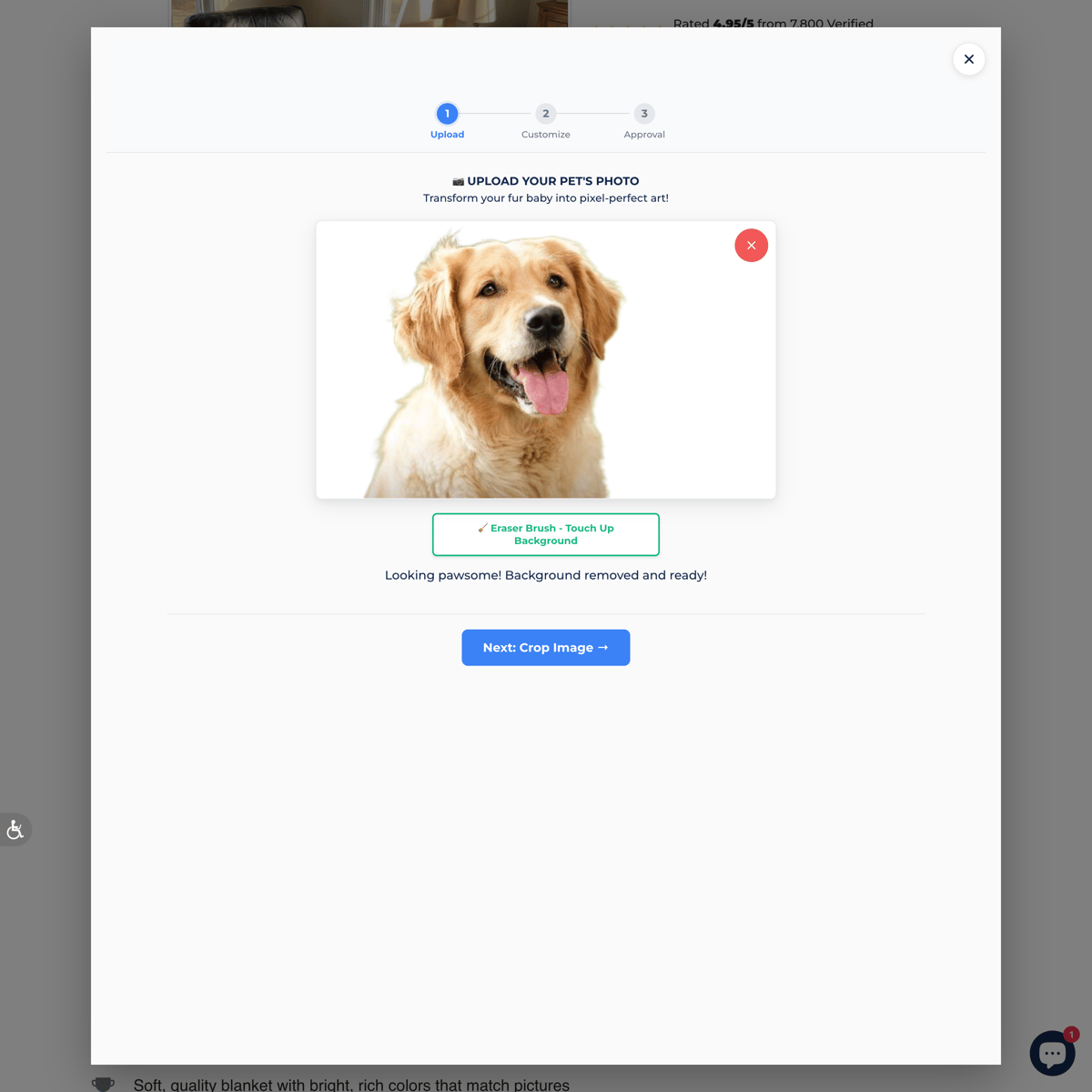 Alpha Paw Shopify store product customization example — pet with animals and custom print