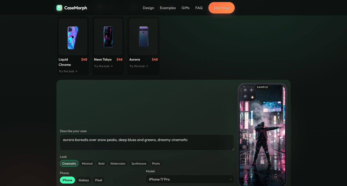 CaseMorph Shopify store product customization example — tech accessories with personalized and custom print