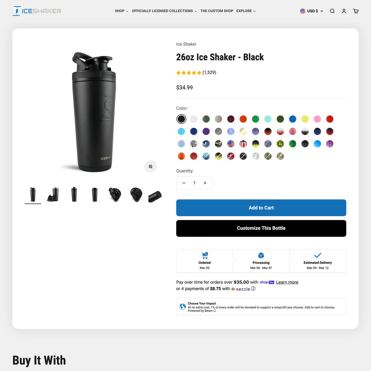 Ice Shaker Shopify store product customization example — gifts & occasions with gifts and live preview