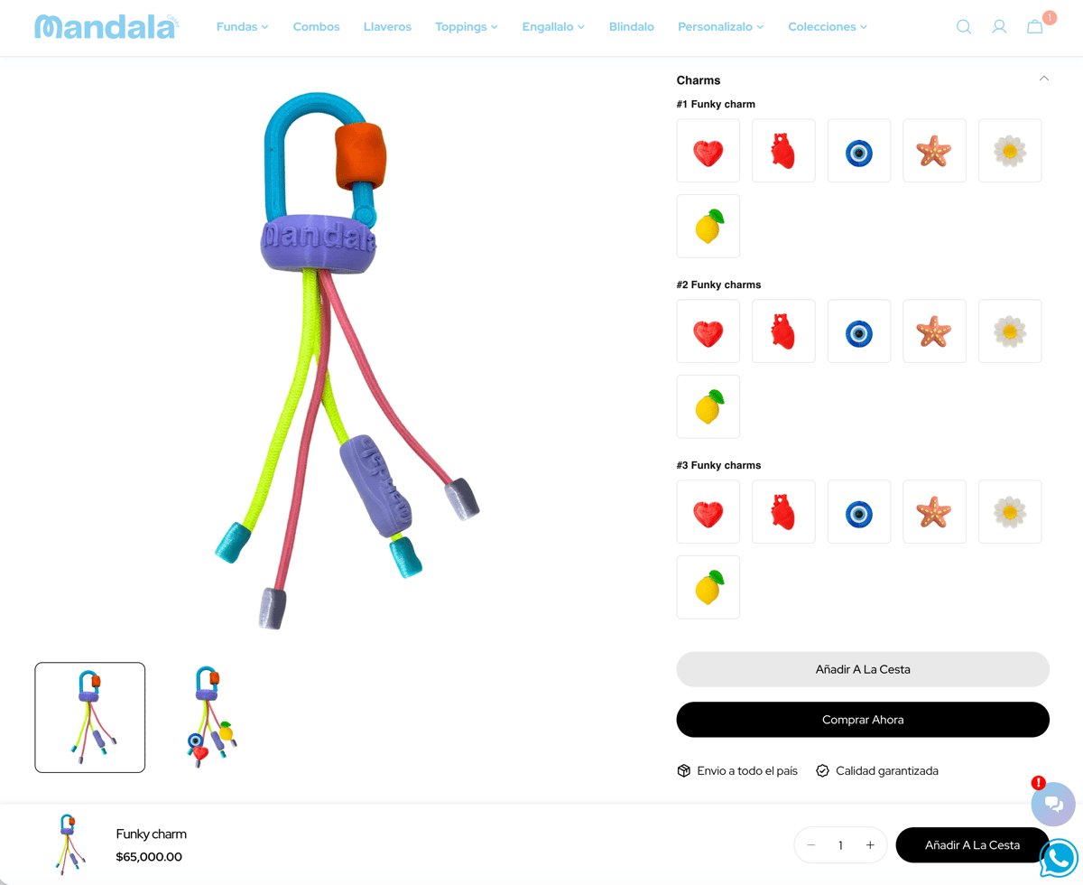 Mandala Cases Shopify store product customization example — tech accessories with gadgets and live preview