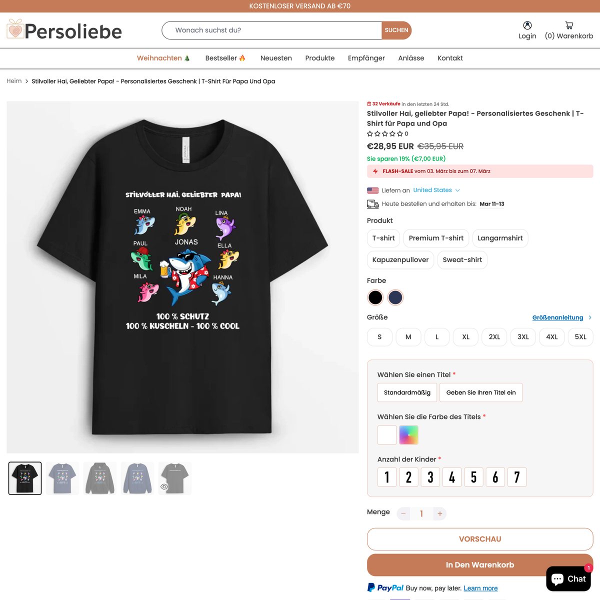 Persoliebe Shopify store product customization example — apparel with apparel and personalized