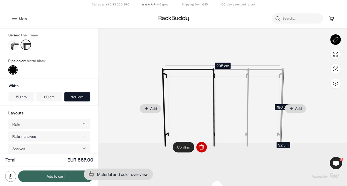RackBuddy Shopify store product customization example — home decor with custom built and 3d