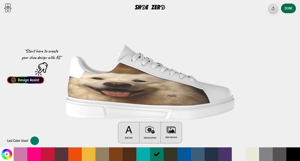 Shoe Zero Shopify store product customization example — apparel & accessories with personalized and custom print