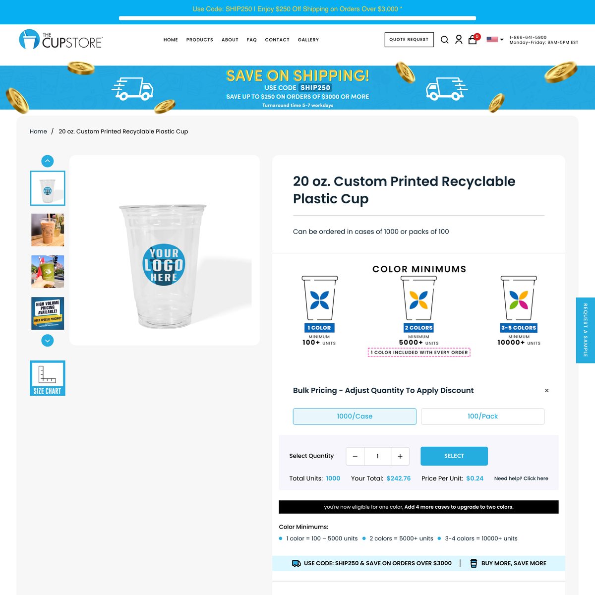 THE CUP STORE Shopify store product customization example — food & beverage with animals and color custom