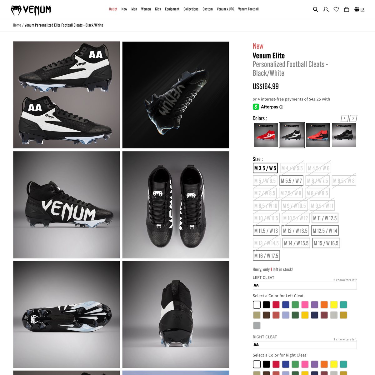 Venum Shopify store product customization example — apparel with apparel and clothing