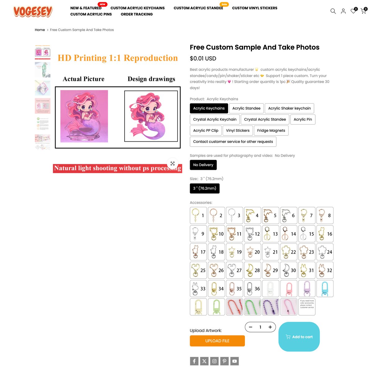 Vogesey Shopify store product customization example — gifts & occasions with custom print and gifts