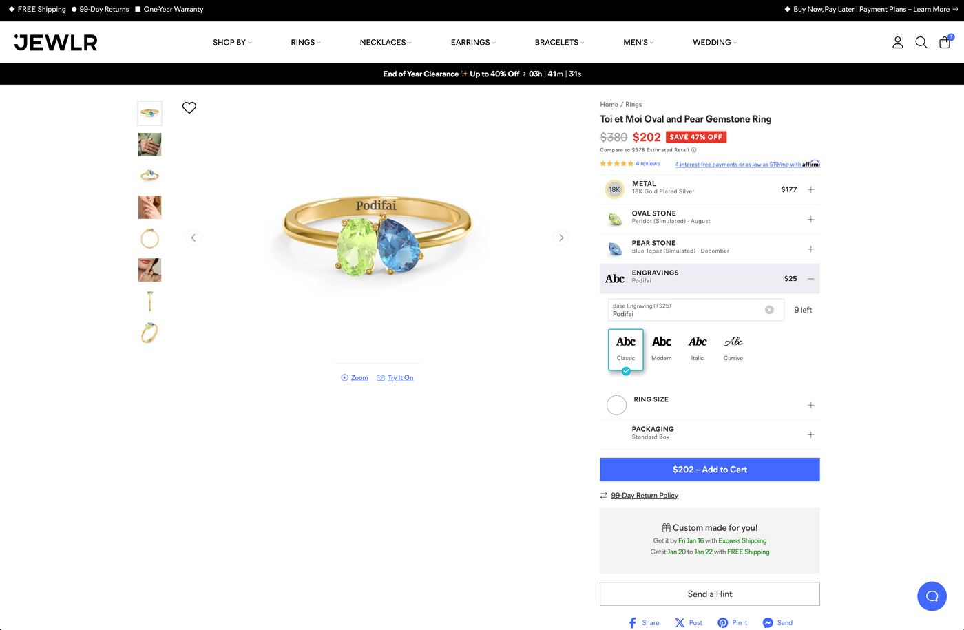 Jewlr – Custom Engraving + Live preview