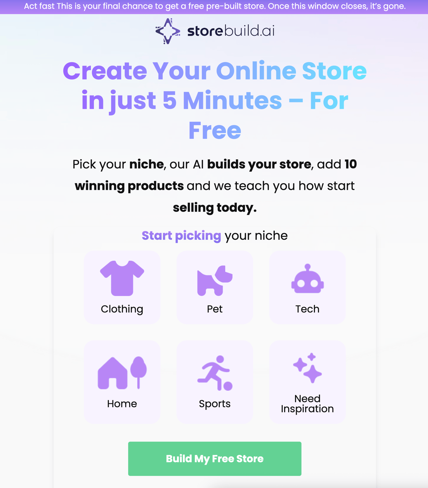 Storebuild.ai by Zendrop Homepage