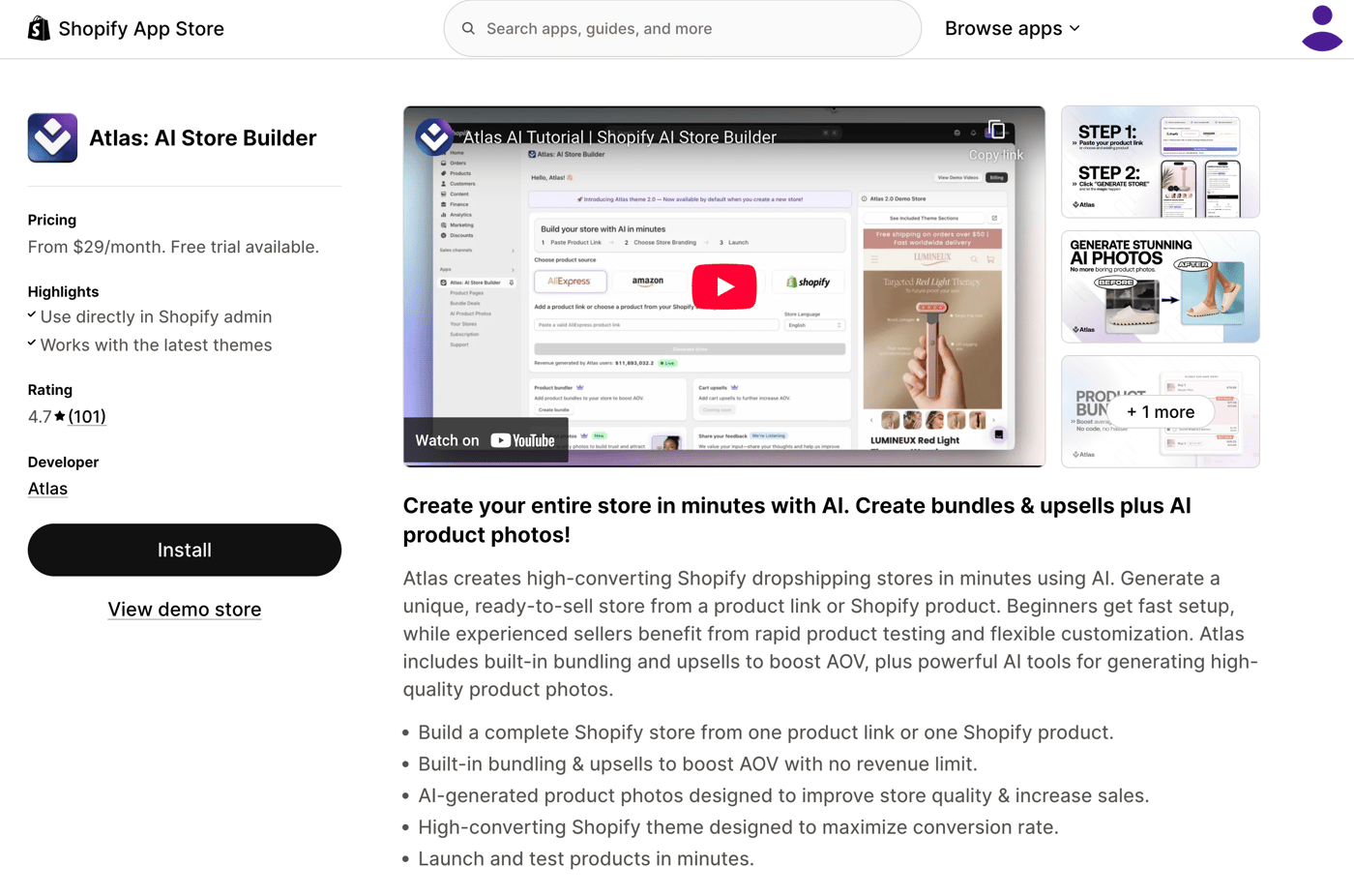 Atlas AI Store Builder Shopify Store