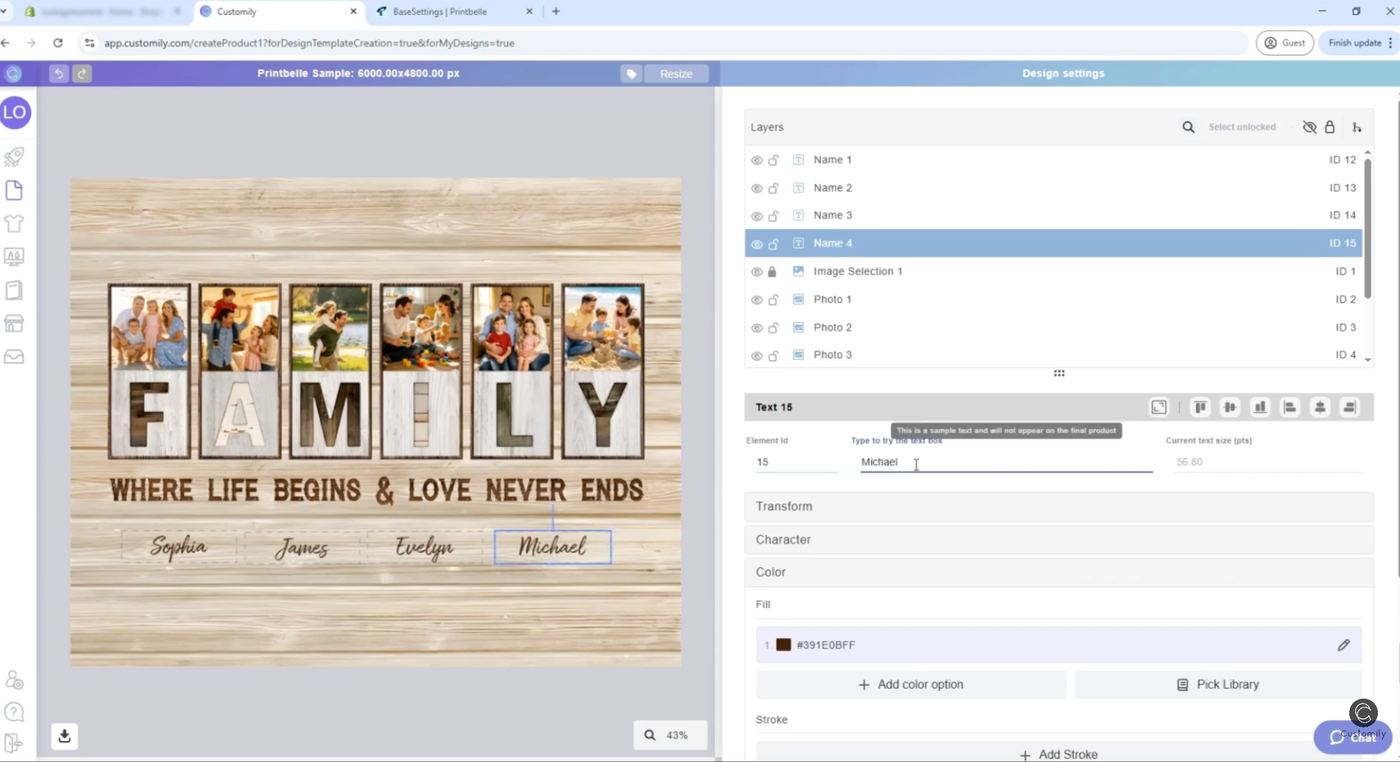 Customily’s UI