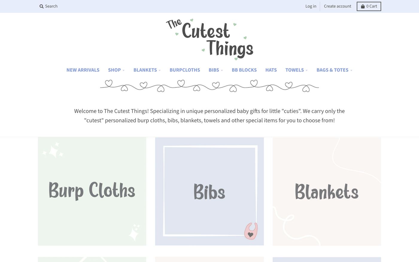 Baby Products cutestthings.com homepage screenshot