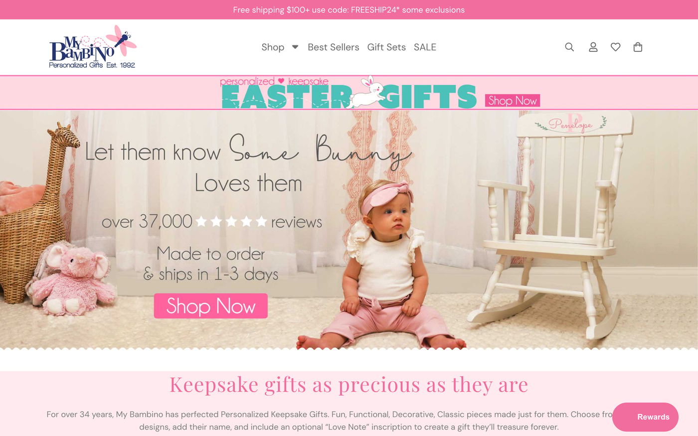 Baby Products mybambino.com homepage screenshot