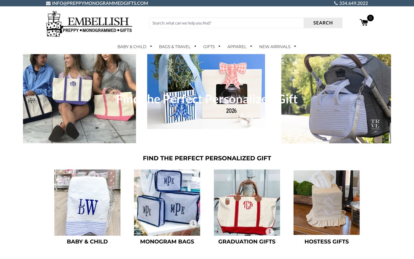 Baby Products preppymonogrammedgifts.com homepage screenshot