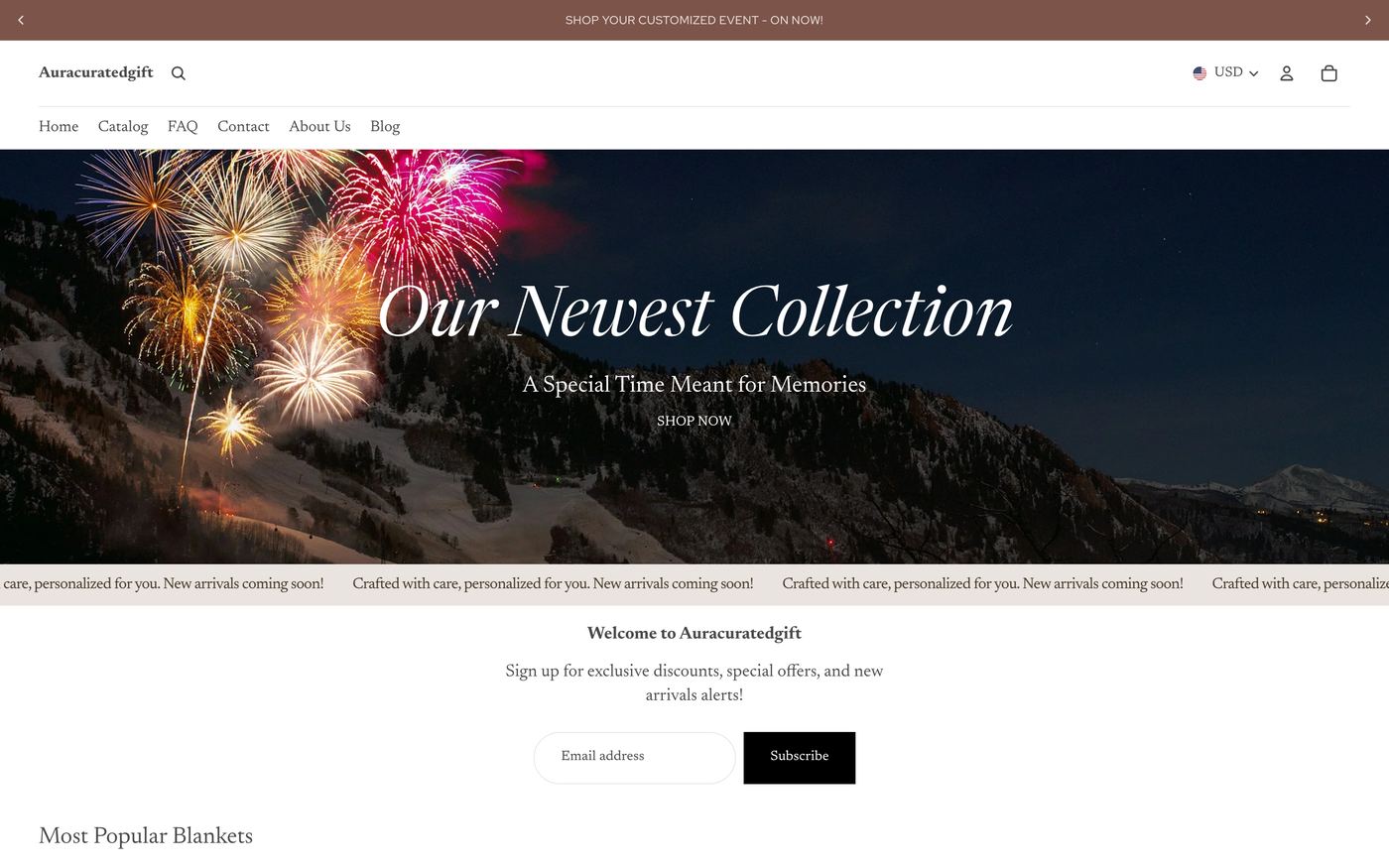 28. Aura Curated Gift — Curated custom gift boxes with blankets - Custom blanket product page on Shopify