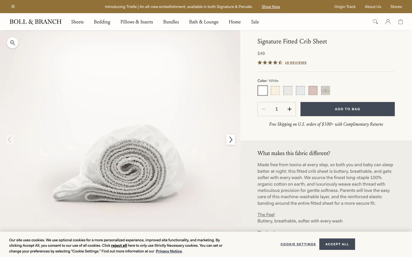 3. Boll & Branch — Luxury organic bedding with personalization - Custom blanket product page on Shopify