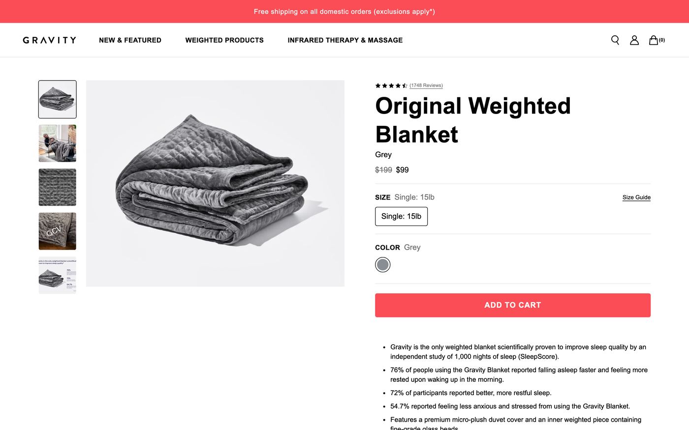 16. Gravity Blankets — The OG weighted blanket brand - Custom blanket product page on Shopify