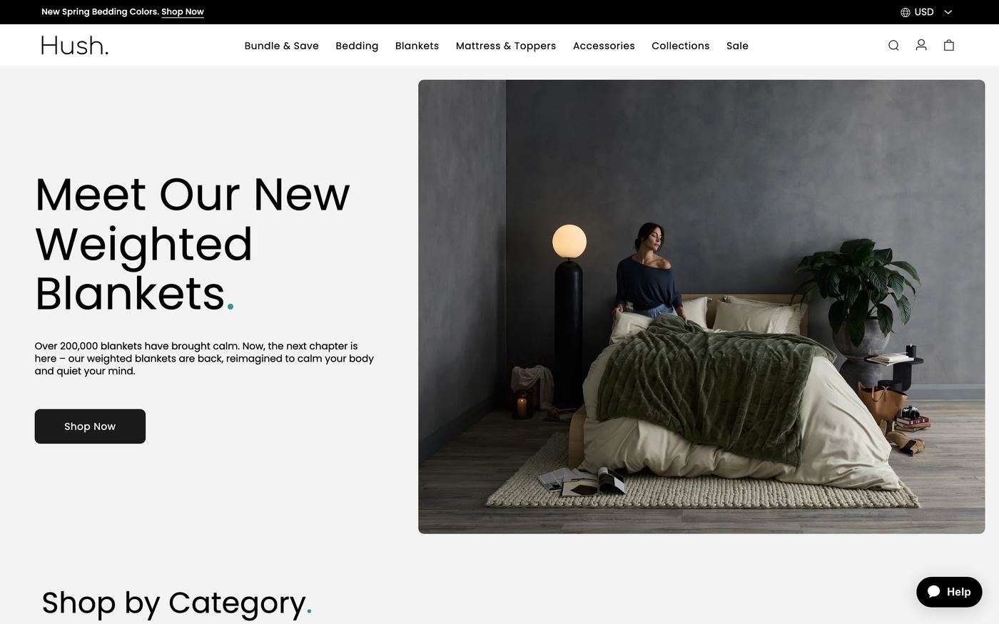 12. Hush Blankets — Weighted blankets with customizable options - Custom blanket product page on Shopify