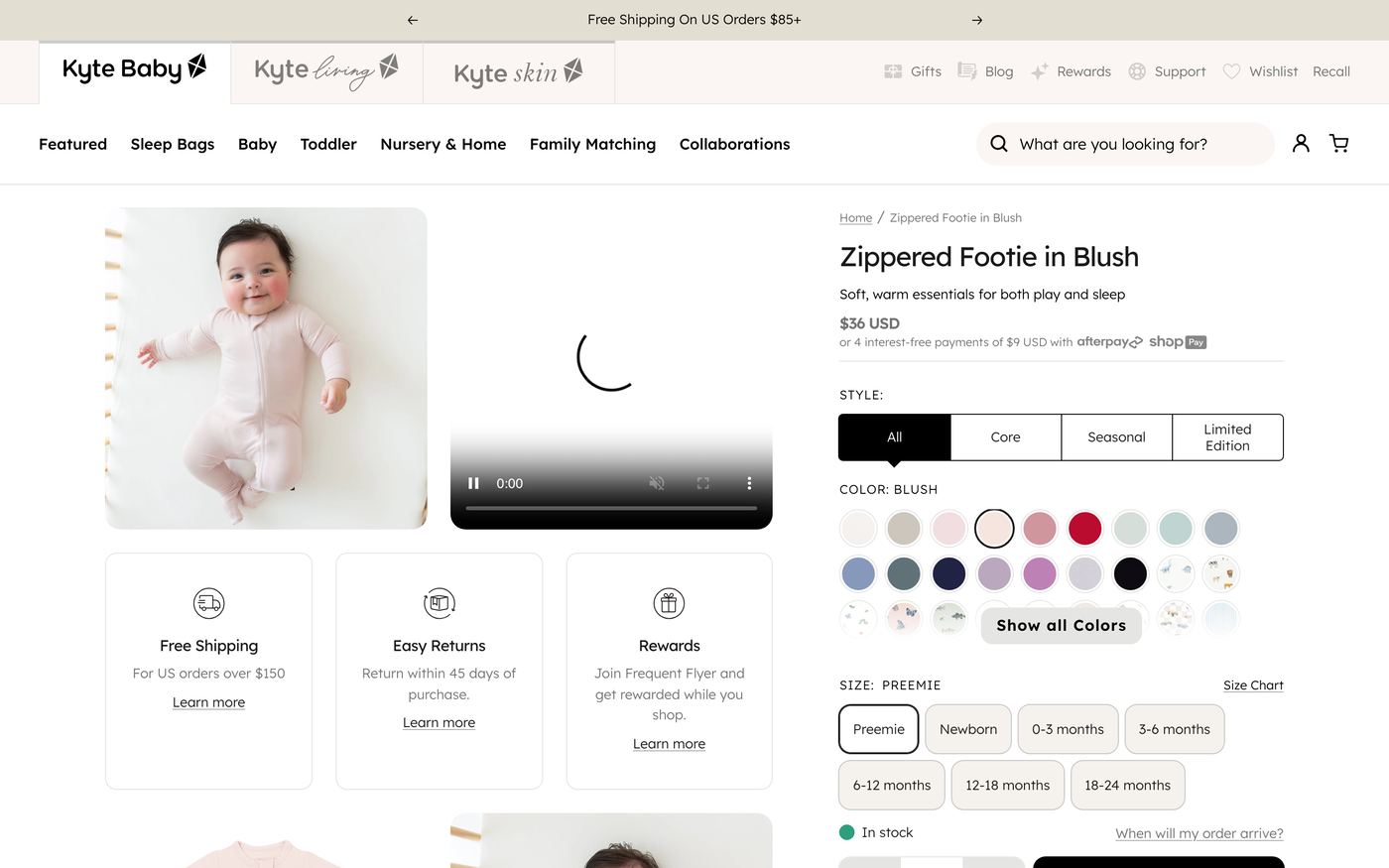 6. Kyte Baby — Premium bamboo baby blankets with devoted following - Custom blanket product page on Shopify