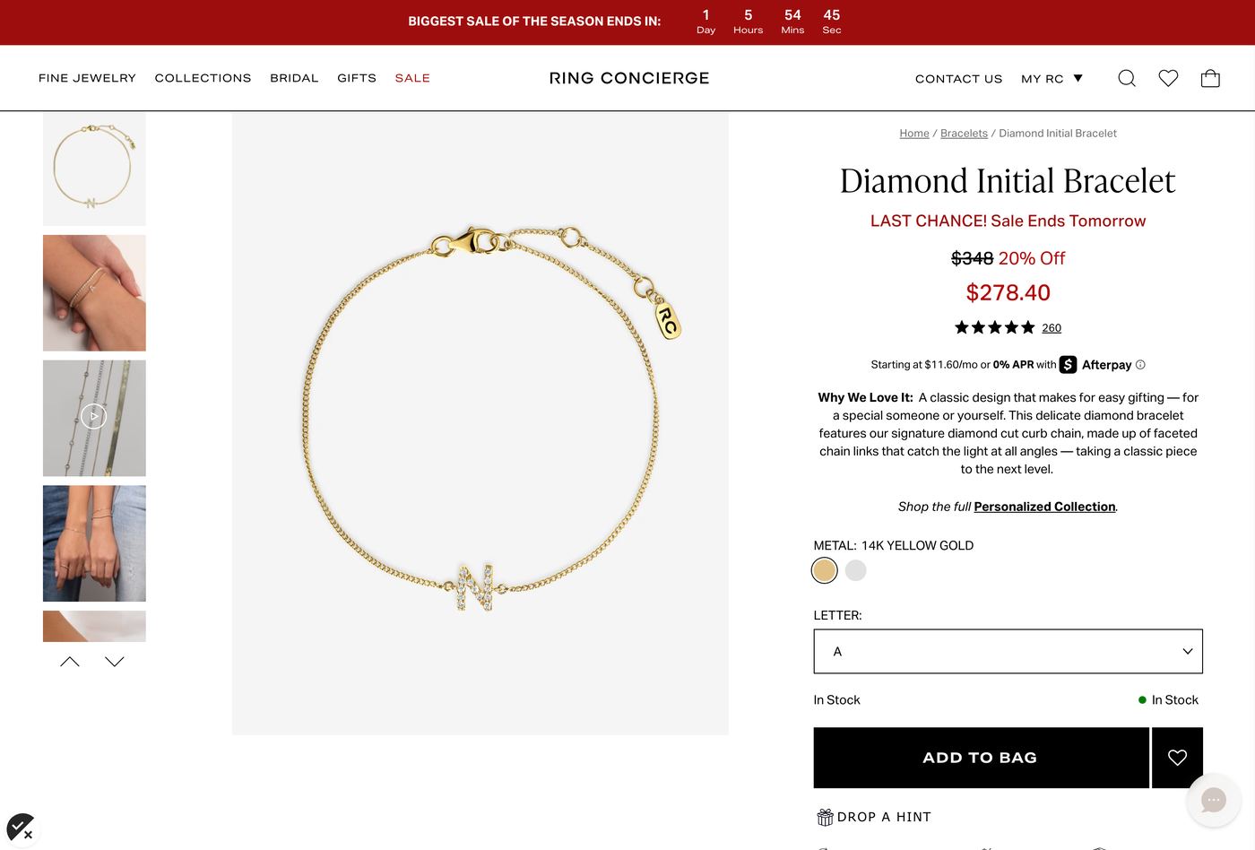 Ring Concierge personalized fine bracelet PDP
